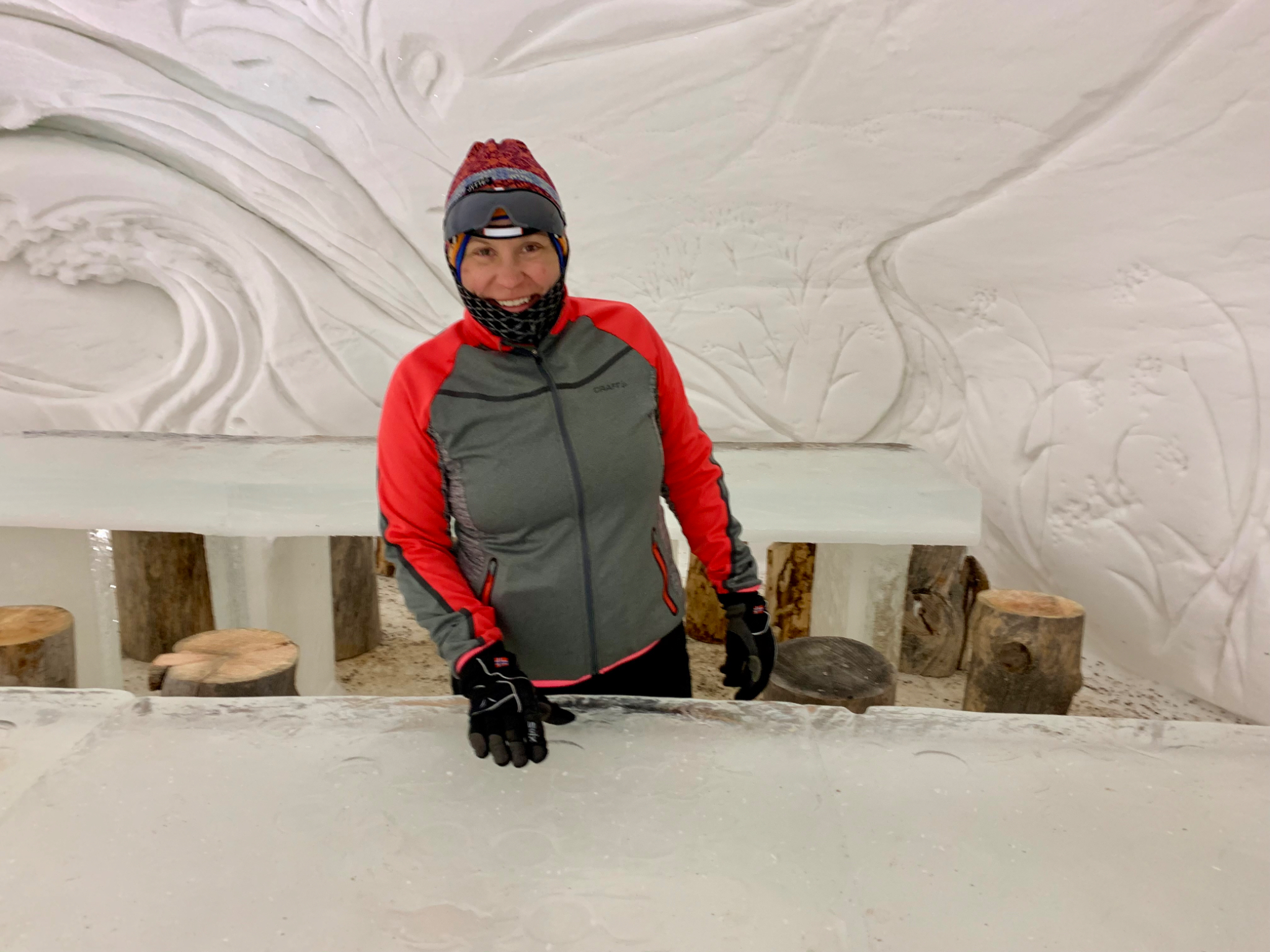 Becky ready to serve at the ice bar